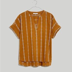 Madewell Lakeline Popover Shirttail Top in Jacquard Stripe | XS